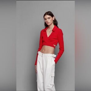 NWT Oak+Fort COLLARED‎ WRAP TOP Medium